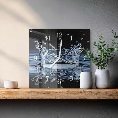 Horloge carrée en verre Eau