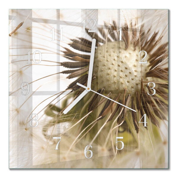 Horloge carrée en verre Pissenlit