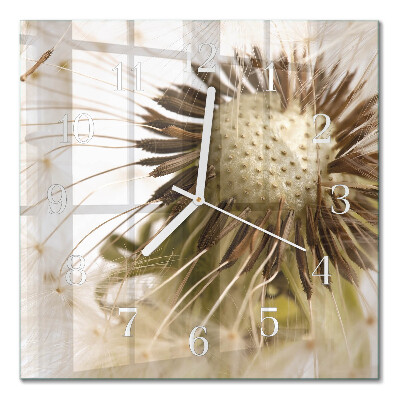 Horloge carrée en verre Pissenlit