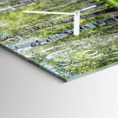 Horloge carrée en verre Forêt de bouleaux