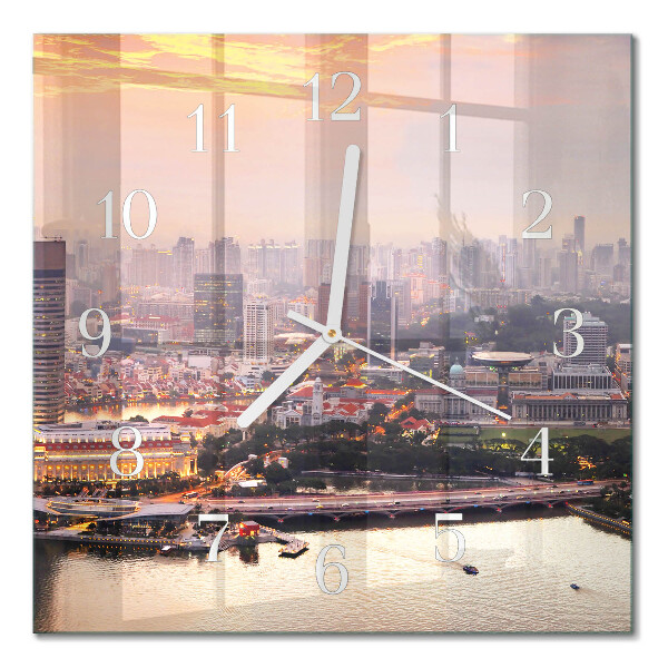 Horloge carrée en verre Ville
