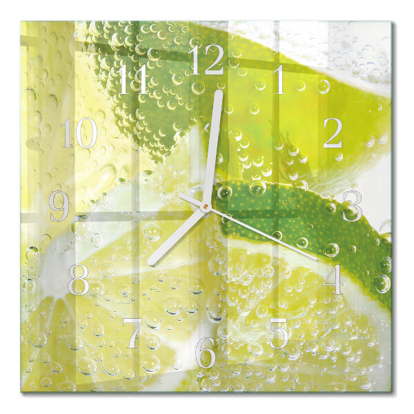Horloge carrée en verre Eau citronnée