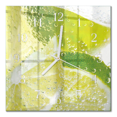Horloge carrée en verre Eau citronnée