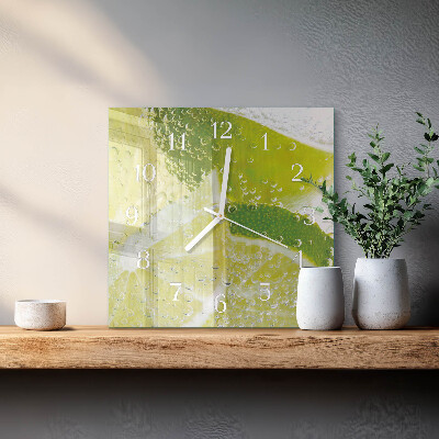 Horloge carrée en verre Eau citronnée