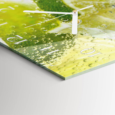Horloge carrée en verre Eau citronnée