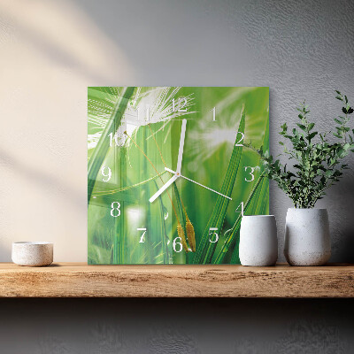 Horloge carrée en verre Herbe