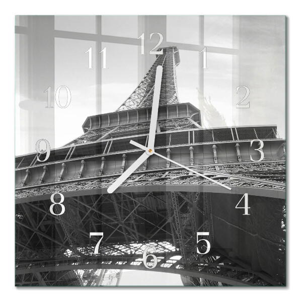 Horloge carrée en verre Tour eiffel paris