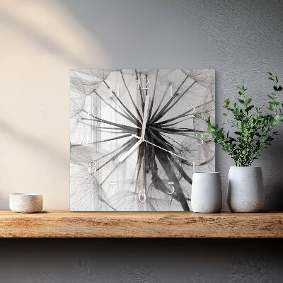 Horloge carrée en verre Pissenlit
