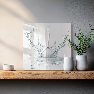 Horloge carrée en verre Eau