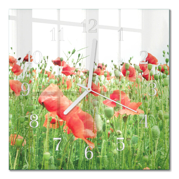 Horloge murale carrée Coquelicots