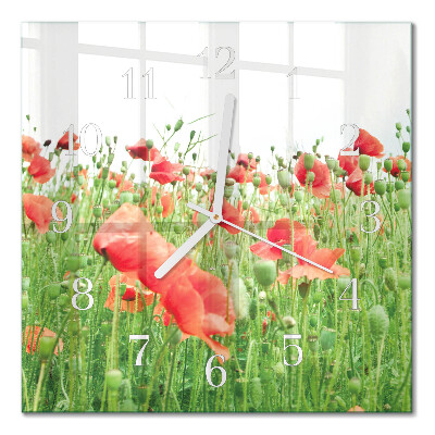 Horloge murale carrée Coquelicots