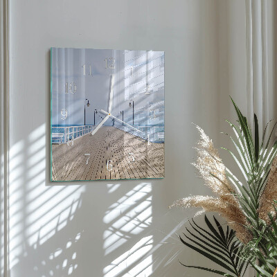 Horloge carrée en verre Jetée