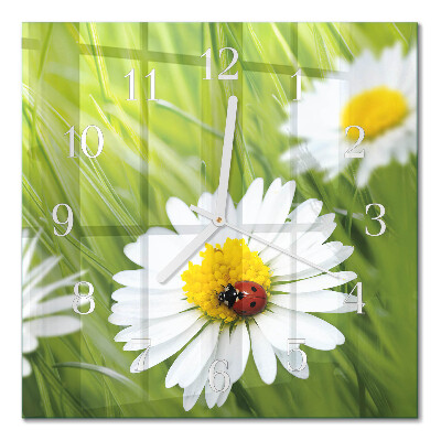 Horloge carrée en verre Marguerites