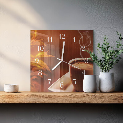 Horloge carrée en verre Café