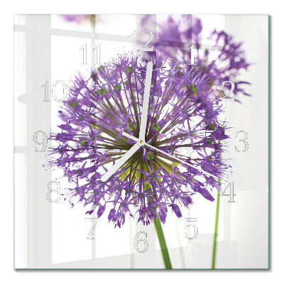 Horloge carrée en verre Fleur