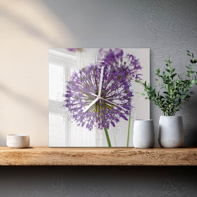 Horloge carrée en verre Fleur
