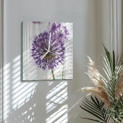 Horloge carrée en verre Fleur