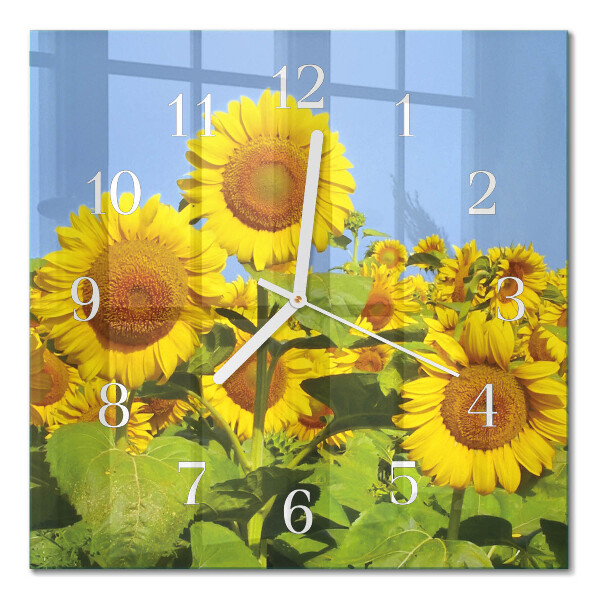Horloge carrée en verre Tournesols