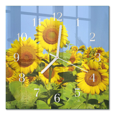 Horloge carrée en verre Tournesols