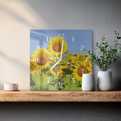 Horloge carrée en verre Tournesols
