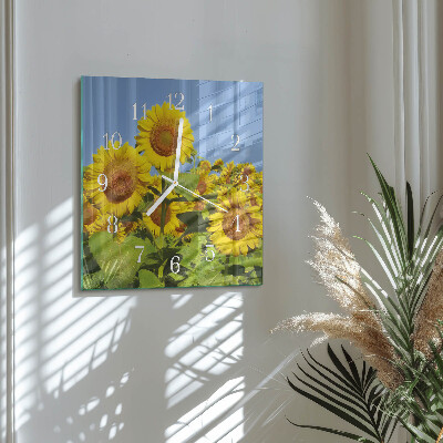Horloge carrée en verre Tournesols