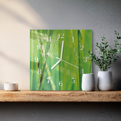 Horloge carrée en verre Herbe