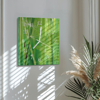 Horloge carrée en verre Herbe