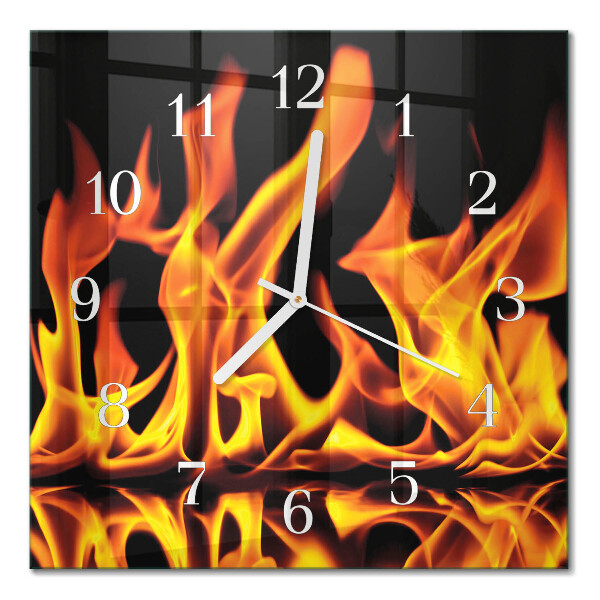 Horloge carrée en verre Feu