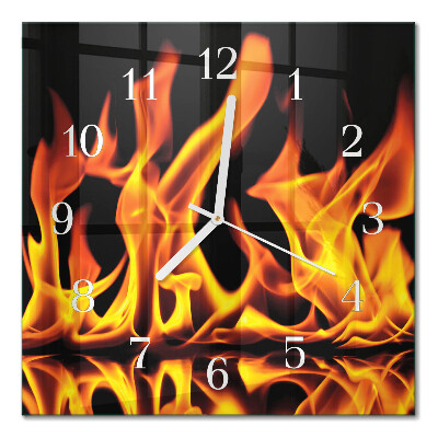 Horloge carrée en verre Feu