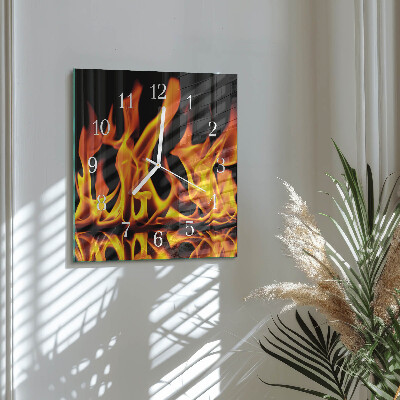 Horloge carrée en verre Feu