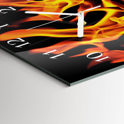 Horloge carrée en verre Feu