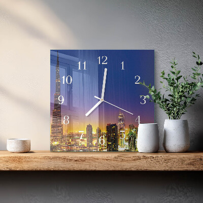 Horloge carrée en verre Horizon de dubaï
