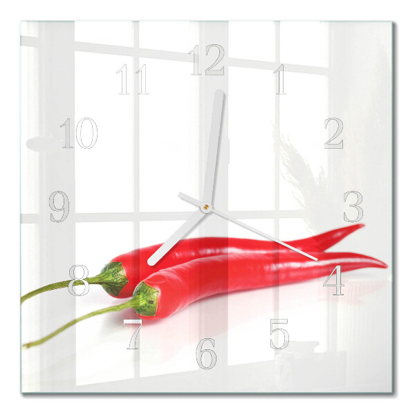 Horloge carrée en verre Piments