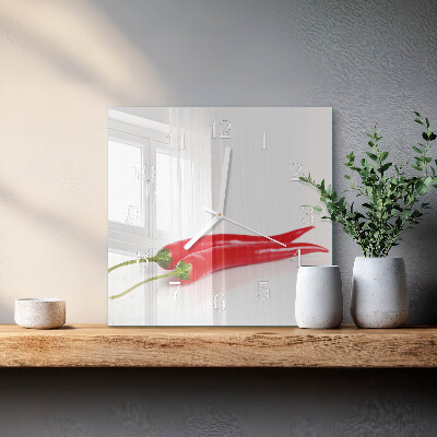 Horloge carrée en verre Piments