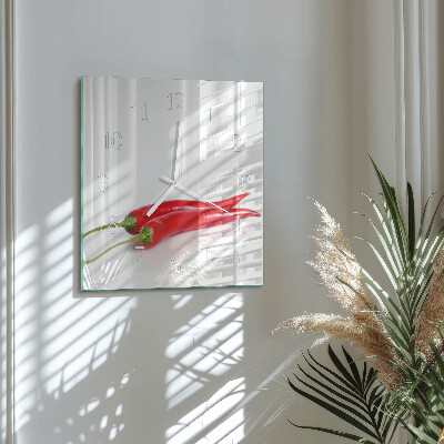 Horloge carrée en verre Piments