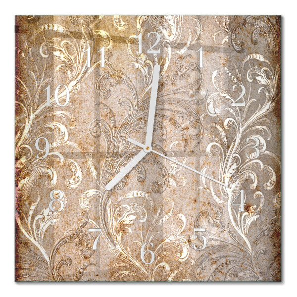 Horloge carrée en verre Motif floral