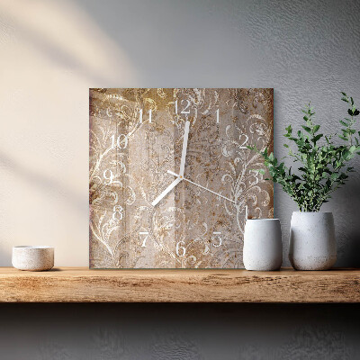 Horloge carrée en verre Motif floral