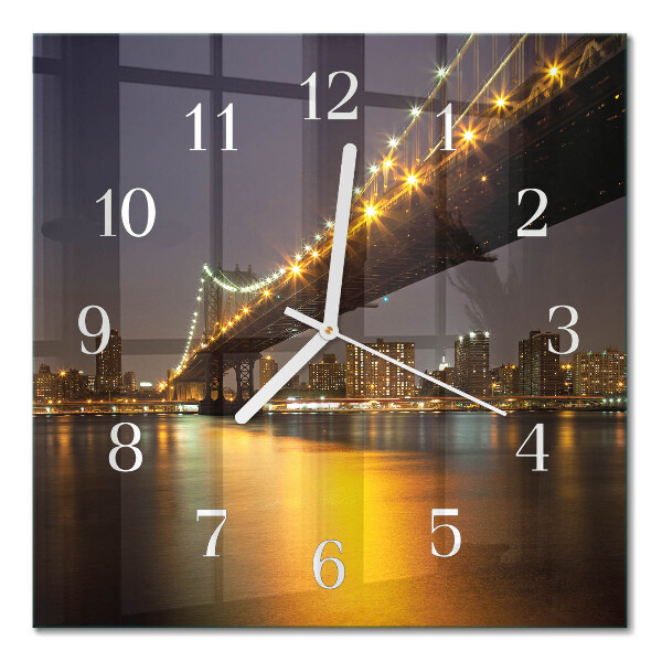 Horloge carrée en verre Le pont à l'horizon