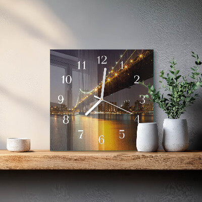 Horloge carrée en verre Le pont à l'horizon