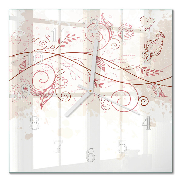 Horloge carrée en verre Art floral