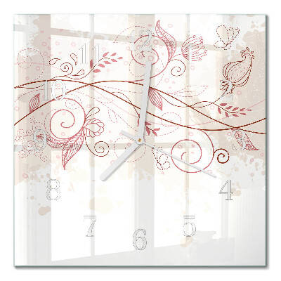 Horloge carrée en verre Art floral