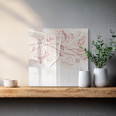 Horloge carrée en verre Art floral