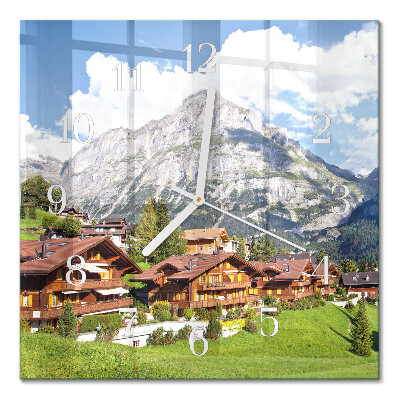 Horloge carrée en verre Montagnes
