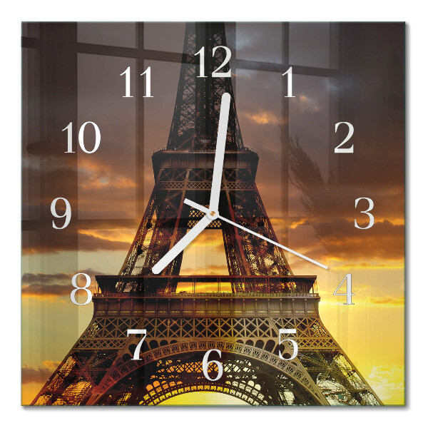 Horloge carrée en verre Tour eiffel paris