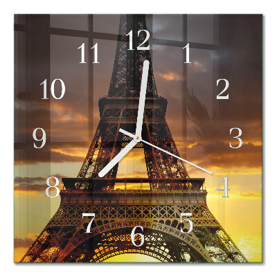 Horloge carrée en verre Tour eiffel paris