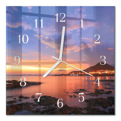 Horloge carrée en verre Île de la mer