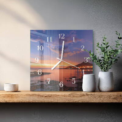 Horloge carrée en verre Île de la mer