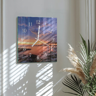 Horloge carrée en verre Île de la mer