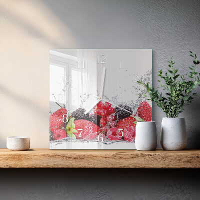 Horloge carrée en verre Fruit