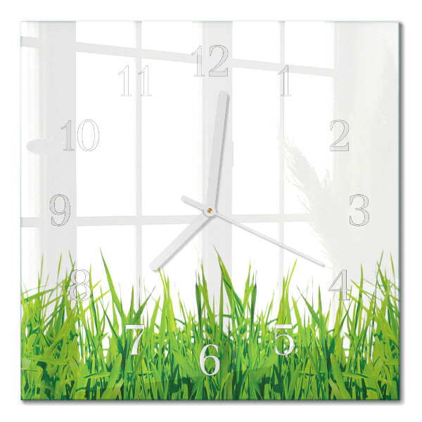 Horloge carrée en verre Herbe